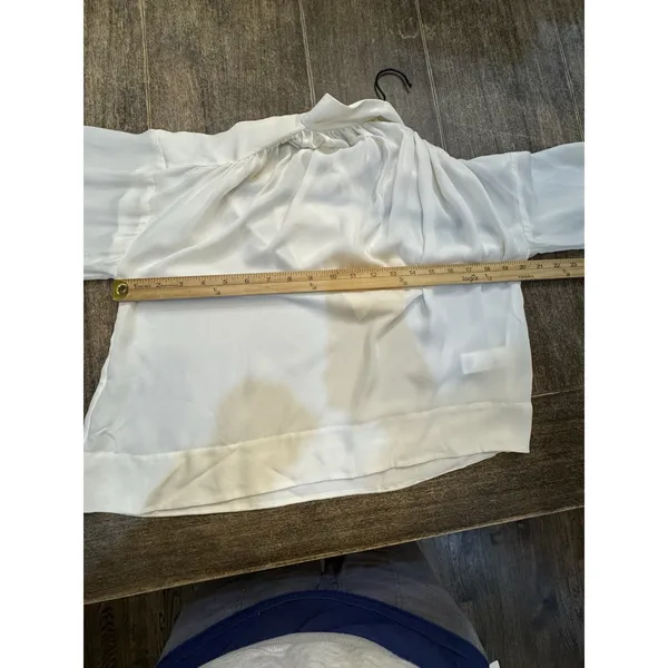 Kate Spade High Neck Silk Blouse Ivory Size XXS Bow - Image 9
