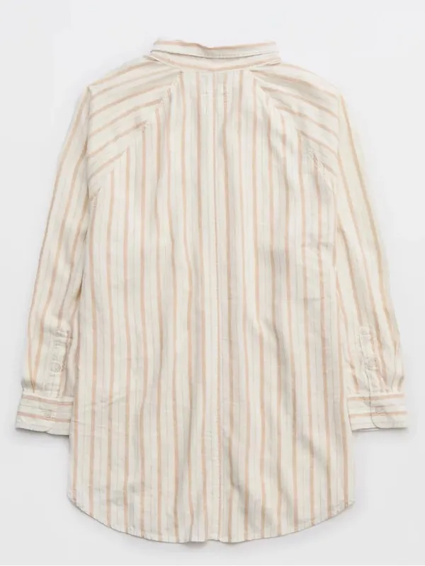 Aerie Striped Linen Blend Buttondown Coverup Shirt - Image 5