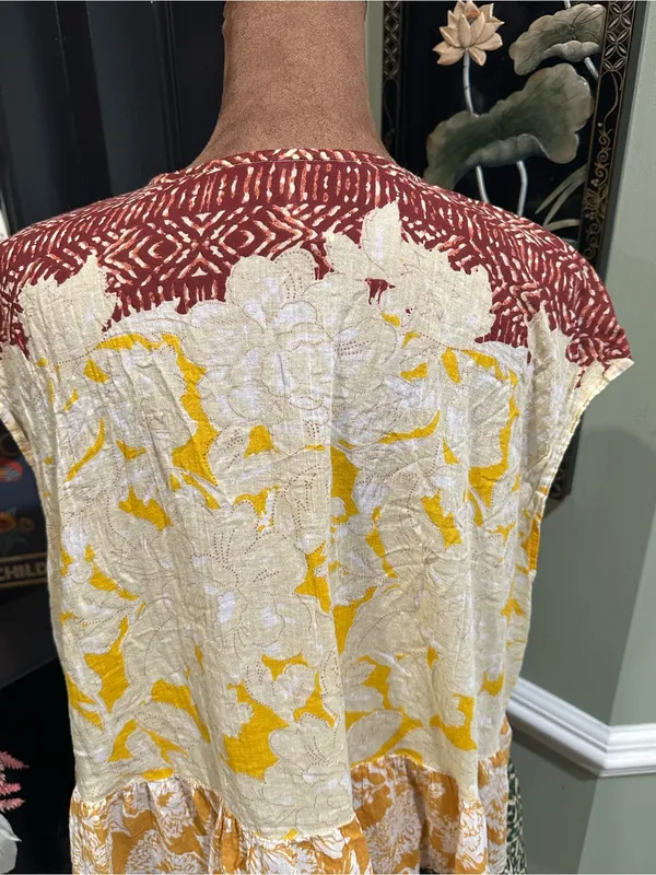 Free People “Gotta Have You” Tiered Tunic Top Multicolor Marigold Floral Print - Image 11