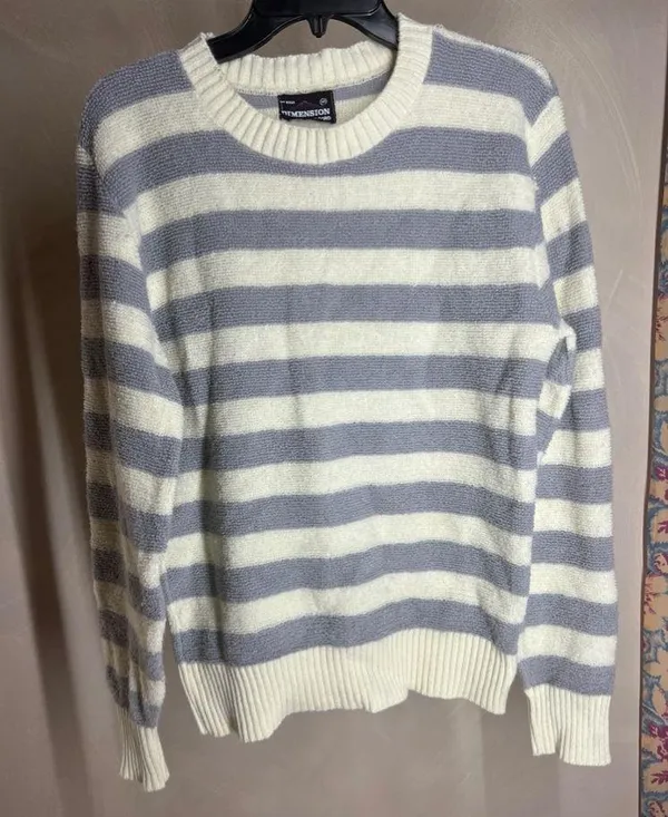 Vintage PulloverDimension By Milford Womens cream &grey|USA Made Crewneck|Size:M - Image 2