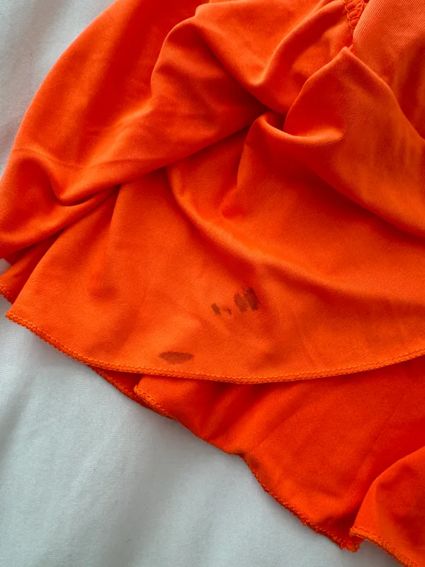 Women’s Orange Ruched Ruffle Mini Skirt - Image 4