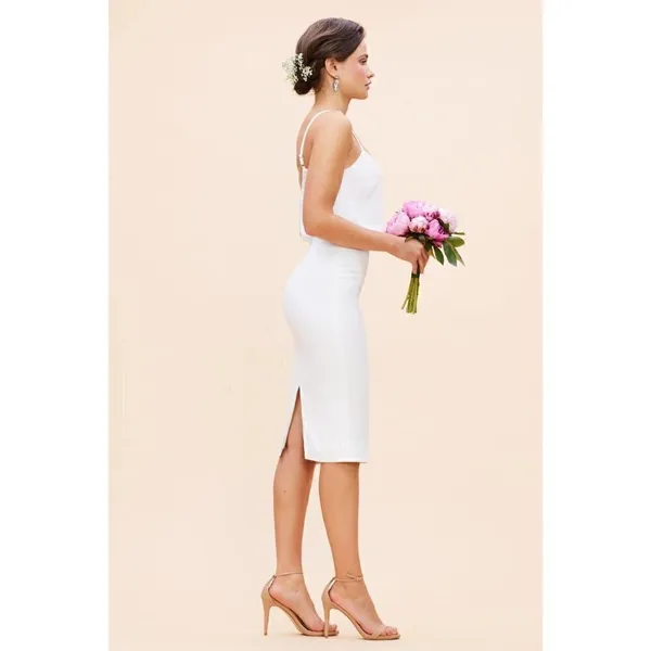 DRESS THE POPULATION Alondra Blouson Sheath Dress in Off-White Size XX-Large - Image 9
