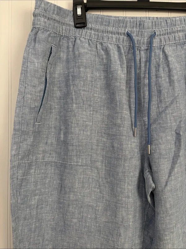 Athleta Retreat Linen Jogger Pants Women Size 16 Blue #531704 - Image 2