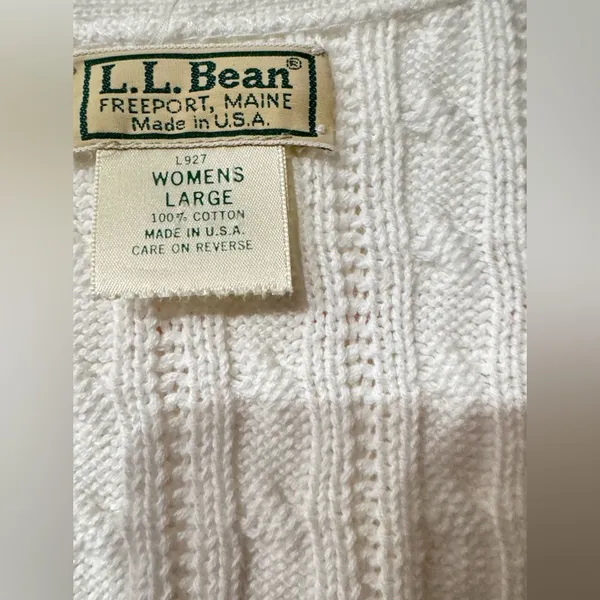 L.L. Bean Women's Cream Cable Knit Sweater - Image 5