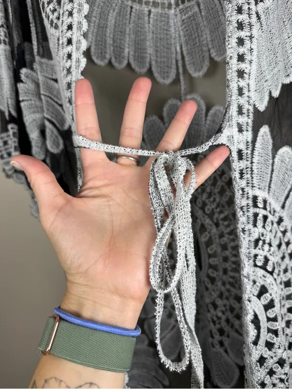 Rebellion Ember Black Sheer Crochet Kimono Embroidery Duster Whimsigoth Western Boho - Image 6