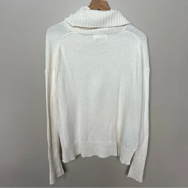 ANTHROPOLOGIE Blair Slouchy Turtle Neck Sweater in Cream Off White Size Medium - Image 6