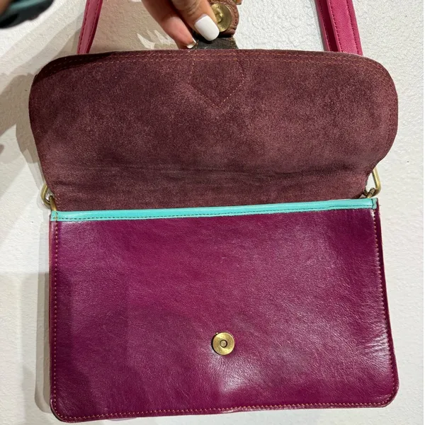 Pink Zebra Leather Crossbody Purse - Image 3
