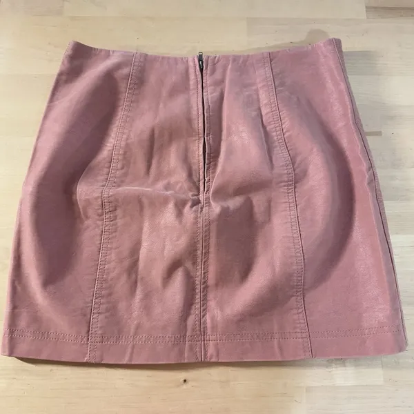 Free‎ People Vegan Leather Mini Skirt Pink Modern Femme Size 8 Lined Coquette - Image 5