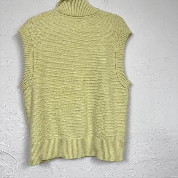 Free People Yellow Cable Knit Quarter Zip Sweater Vest Womens M Classic Preppy - Image 12
