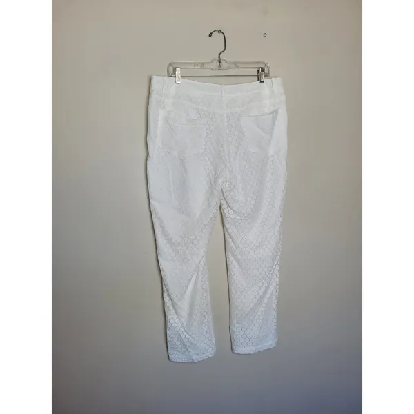 Elaine Kim White Eyelet Lace Trouser Pants English Countryside Equestrian Large - Image 8