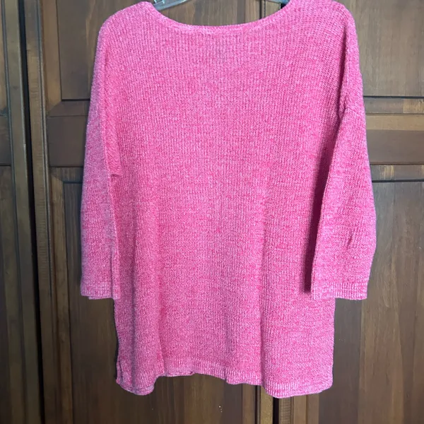 Lands’ End linen blend sweater dark pink, size Large - Image 9