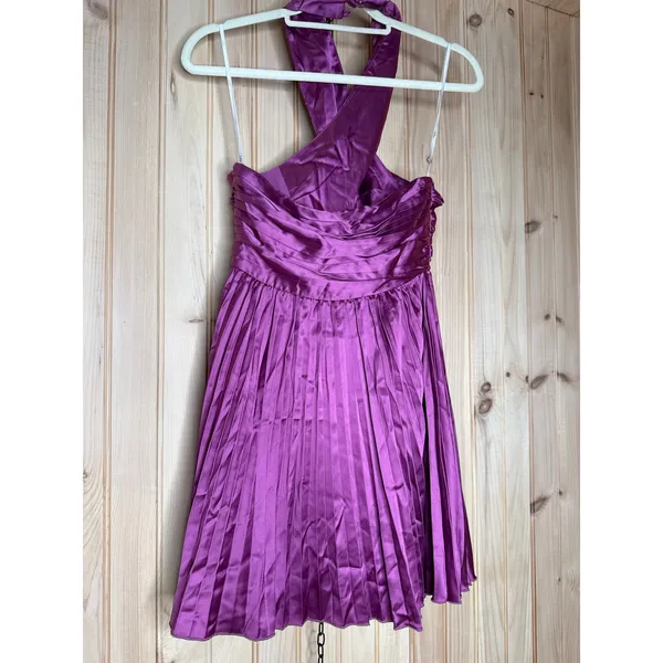 NWT Lulus Renlee Purple Halter Pleated Mini Dress Party Cocktail Night Out Sz S - Image 5