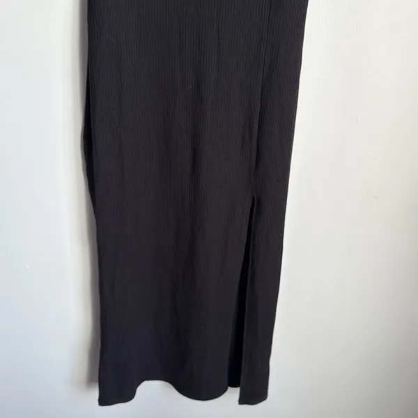 REFORMATION Black Cassi Ribbed Knit Dress Small - Image 6