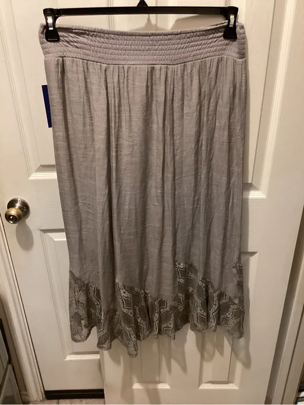 Apt. 9 Light Gray Embroidered Hem Midi Skirt - Image 5