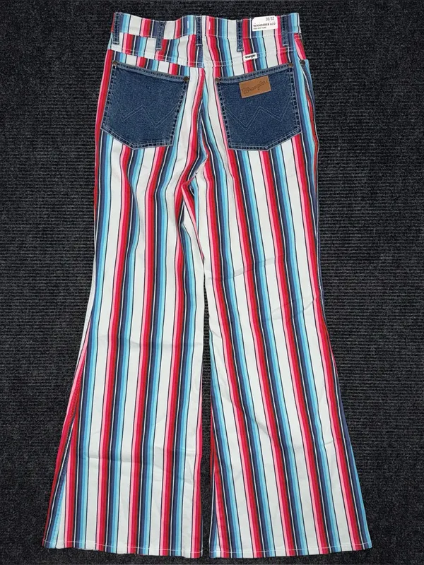 Wrangler NWT High Rise Multicolored Striped Flare Jeans Sz 30 x 32 Retro Western - Image 3