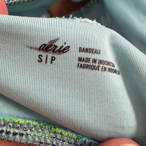 Aerie Bandeau Bikini Top Blue Green Space Dye V-Wire Notch‎ Swim Small - Image 4