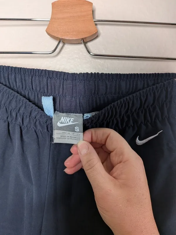 Nike Womens Navy Blue Windbreaker y2k retro Pants split seam Small track pant - Image 5