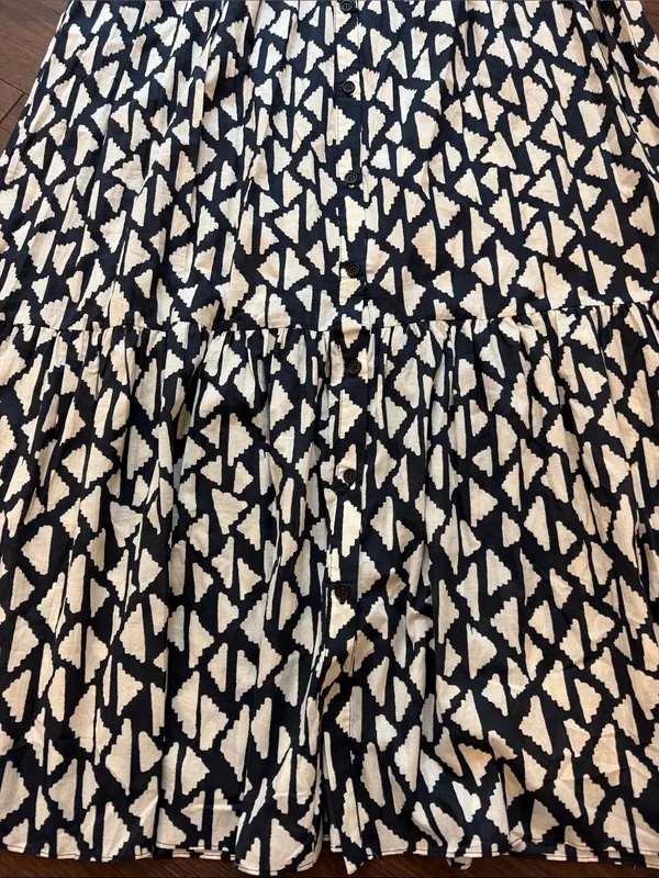 Zara Long Print Collar Dress in Black/Off White Size XL - C30-110 - Image 2