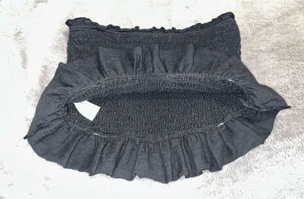 Free People Black Ruffled Strapless Top 100% Cotton - Image 8