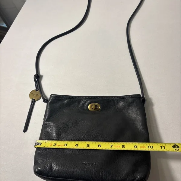 Margot‎ New York Womens Crossbody Purse Black Leather Zip Top Turn Lock Pocket - Image 10