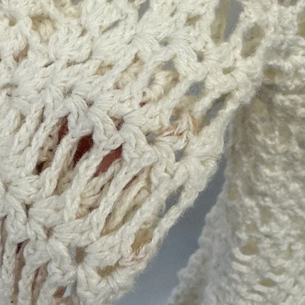 Y2K Coolwear USA Crochet Cardigan Cream Ramie Cotton Tie Front Boho Medium Boho - Image 8