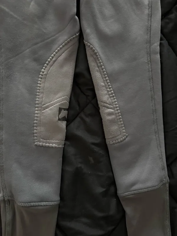 {RIDING SPORT} Knee Patch Gray Fleece-Lined Horseback Riding Breeches Leggings - Image 3