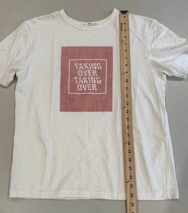 MNG Graphic Tee Womens Small "Taking Over" Travel Festival Casual Soft Sheer - Image 5