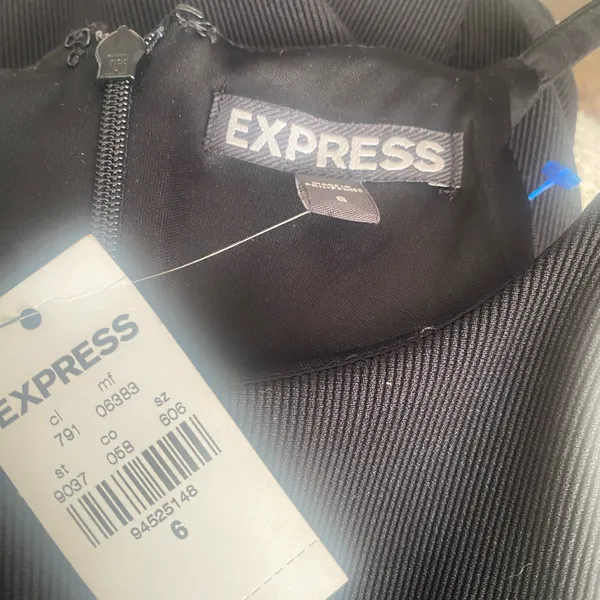 Express Women's Black Ribbed Asymmetric Sheath Dress Size 6 NWT - Image 8