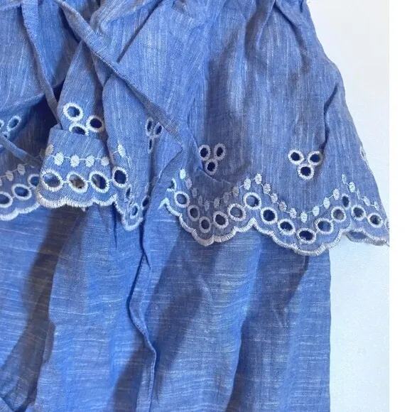 J. Crew Beach Chambray Eyelet ruffle Swim Cover‎ Dress - XS EUC - Image 10