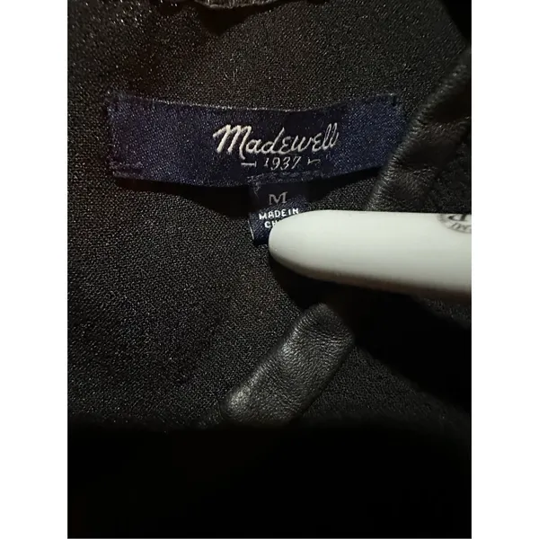 Madewell Black Leather Trim Tailored‎ Top Sz M - Image 5
