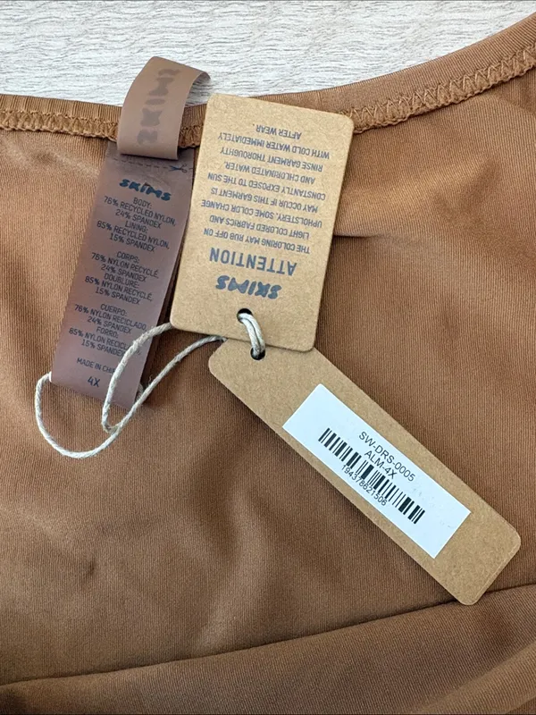 Skims Signature Swim Tank Dress Brown Mini Women Size 4X NWT - Image 4