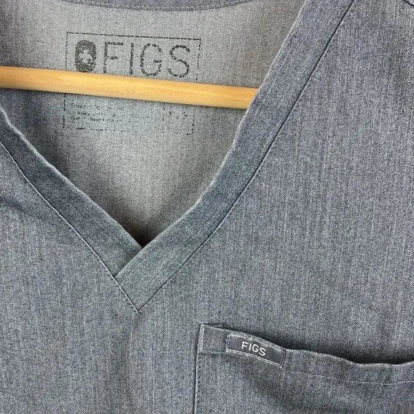 Figs Set 2 Gray Short Sleeve Medical Scrub Tops XXS - Image 7