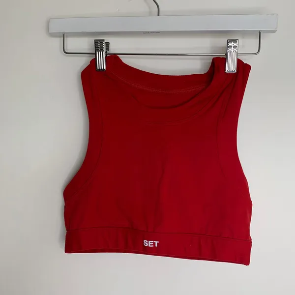 Set Active x Justine Skye Red High Neck Sports Bra Top Womens Small Apple Red - Image 2