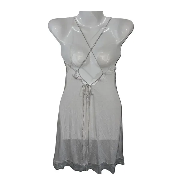 Victoria's Secret Y2K Style Lace Trim Ribbed Slip Dress Intimates Lingerie Nigh - Image 2