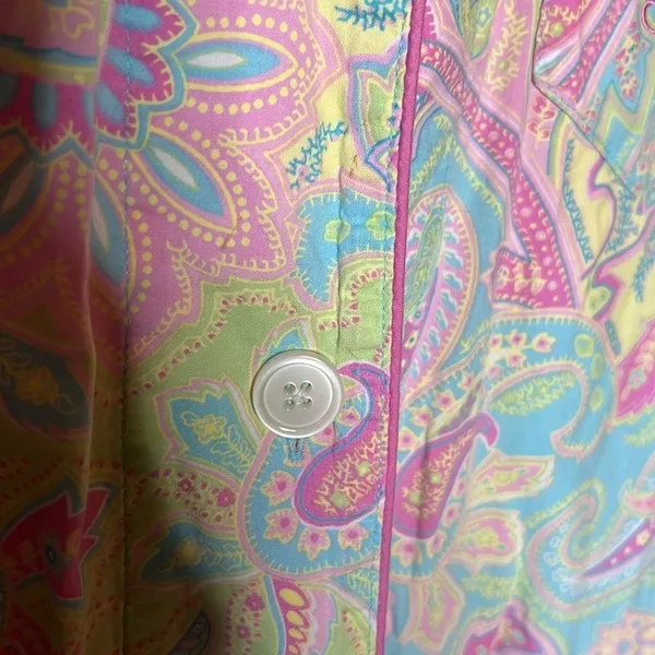 Lauren Ralph Lauren Sleep Shirt Pink Pastel Paisley Long Sleeve Size Small - Image 6