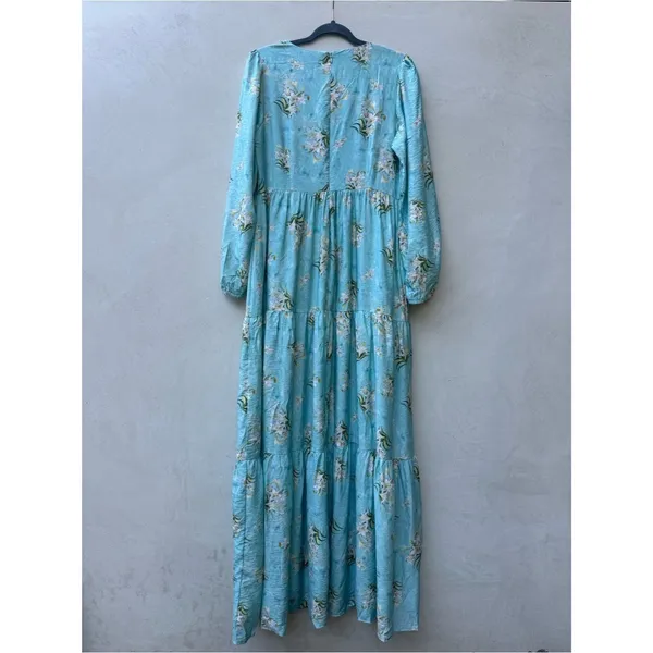 Petal & Pup Bernice Maxi Dress Blue Floral Tiered A Line Puff Sleeve Long Sleeve - Image 3