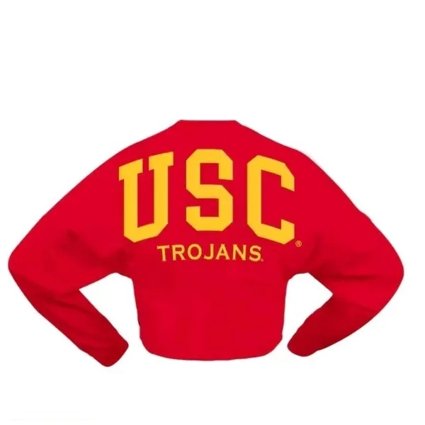 USC Trojans Shirt Womens XL Spirit Jersey Red Oversized Cropped Sweatshirt Shirt - Image 2