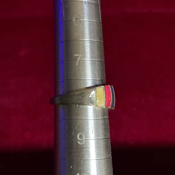 Colorful Striped Women's Ring Silver plated size 8 Red - Image 3