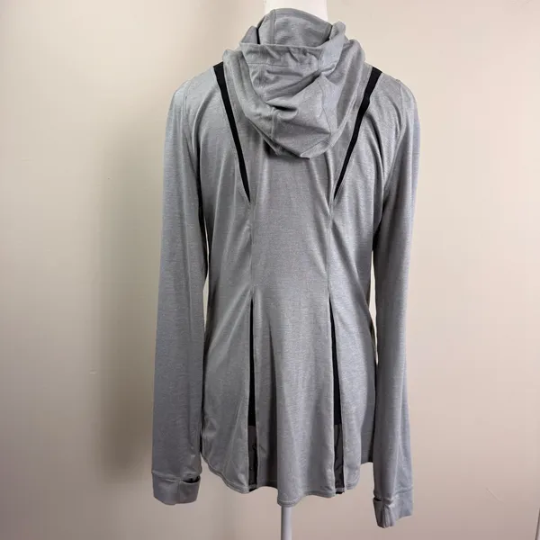 Gymshark Womens Grey Marl‎ Full Zip Training Hoodie Thumbholes GLTT4463 Large - Image 3