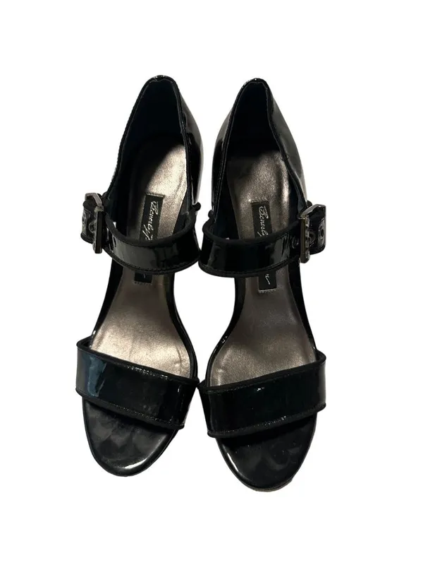 BEVERLY FELDMAN Black Patent Leather Animal Print Heels Size 6 - Image 4