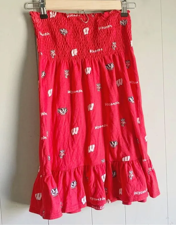 ES College Classics Ladies University of WI Badgers Red Smocked Tube Dress S - Image 2