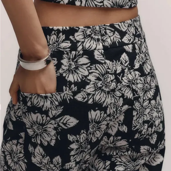ANTHROPOLOGIE Maeve The Ettie High Rise Wide Leg Crop Pants Floral Size 27 NEW - Image 4