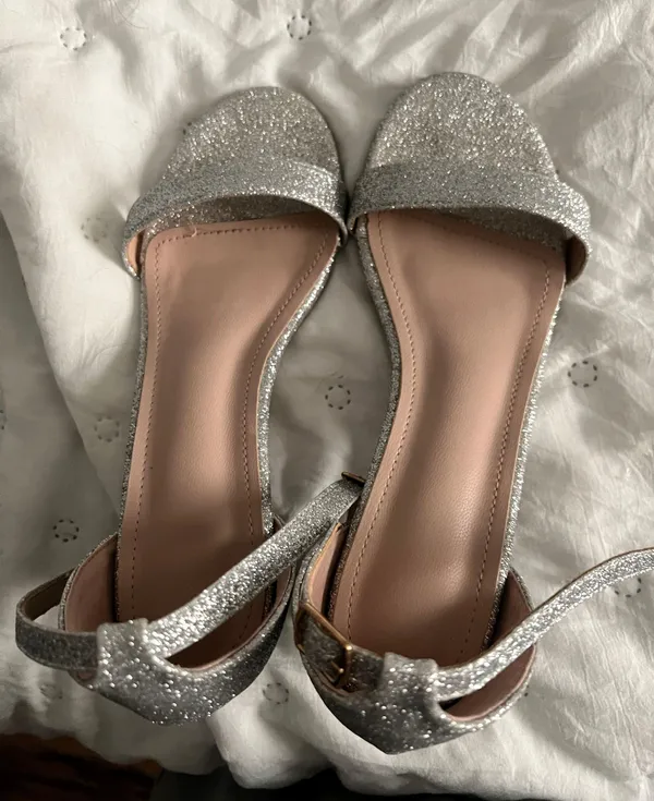 Silver Sparkly High Heels Size 6.5 - Image 3