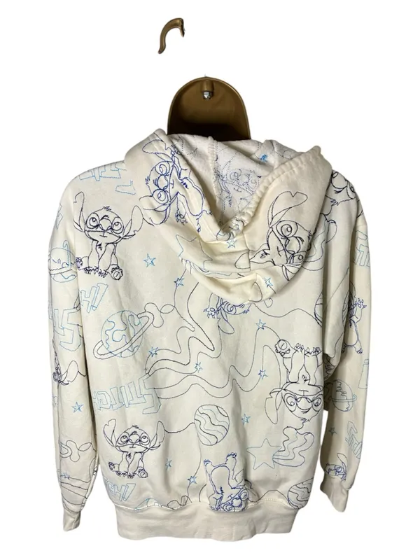 Disney Lilo & Stitch Full Zip Hoodie Cream Blue Graphic Print Women’s S - Image 6