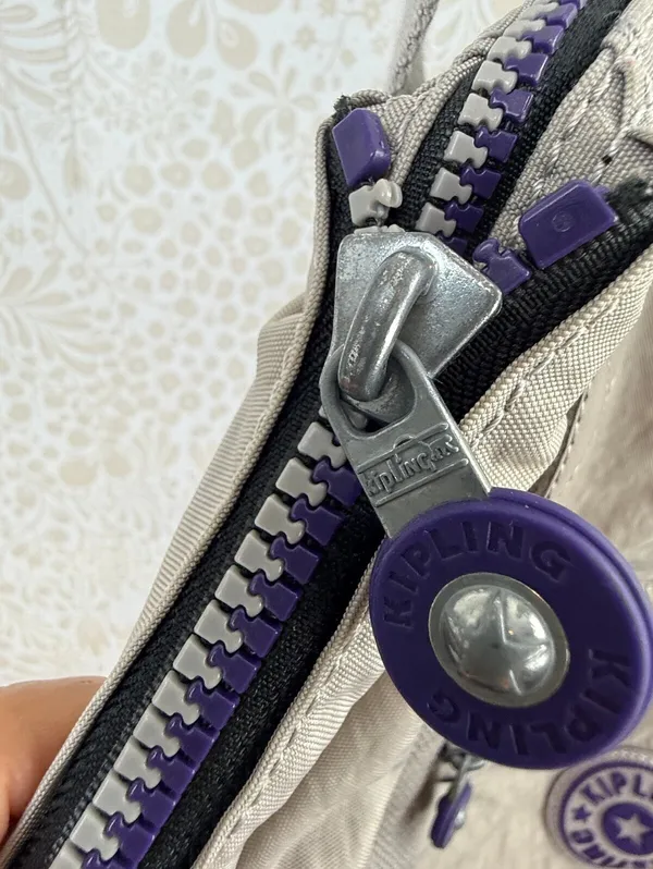 Kipling Gray and Purple Large Nylon Tote Bag - Image 11