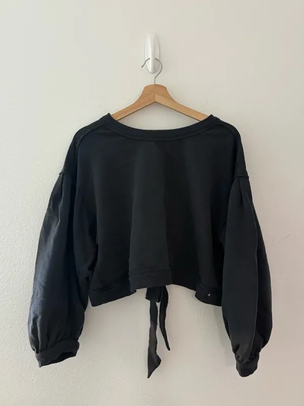 Anthropologie pilcro open back sweatshirt in navy blue - Image 2