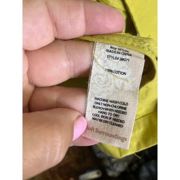 Soft Surroundings Trench Coat Womens Medium Yellow‎ Excellent Cotton Belted Long - Image 3