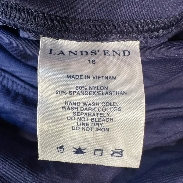 Lands End Navy Blue Swim Skirt‎ Size 16 Built-in Brief Side Slit Skort Swimsuit - Image 3