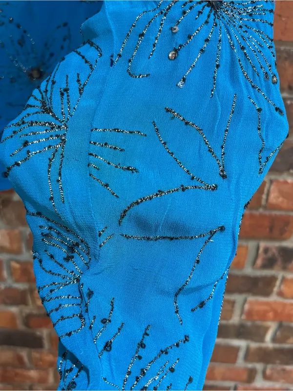 Chico’s womens beaded embroidered open front jacket cardigan turquoise blue 3 - Image 6