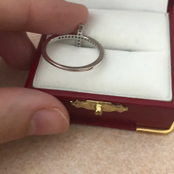 NEW Sterling Silver Cubic Zirconia Cross Ring size 8.25 - Image 3